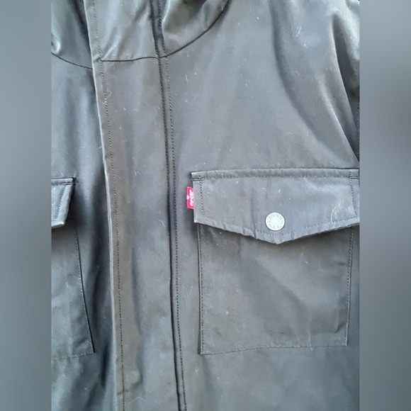 COPY - LEVI’S Sherpa lined mid-length black women’s hooded jacket. EUC - Picture 8 of 14